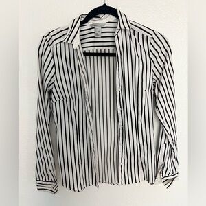 H&M black & white striped button down